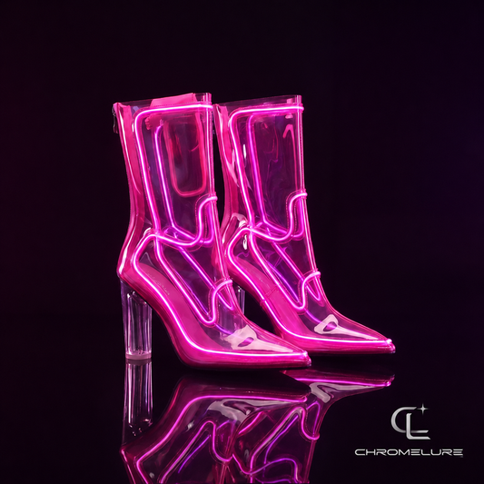 Chromelure LED Glow Boots in Pink, color-changing light-up ankle boots